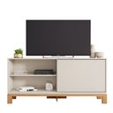 Ver imagem 4 de Bancada Átomo 136cm para Tv até 45 com Porta de Correr Ripada Mdp Offwhite/freijo G11 - Gran Belo