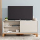 Ver imagem 2 de Bancada Átomo 136cm para Tv até 45 com Porta de Correr Ripada Mdp Offwhite/freijo G11 - Gran Belo