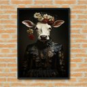 Ver imagem 1 de Quadro Decorativo Vaca Elegante - 70x50cm:moldura Preta