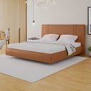 Ver imagem 1 de Cama Moderna Aspen Queen Box com Cabeceira Estofada Base Flutuante Pu Caramelo G99 - Gran Belo