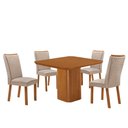 Ver imagem 2 de Mesa de Jantar Eloise 90cm Tampo MDF Laminado Canto Copo com 4 Cadeiras Lisa
