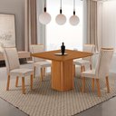 Ver imagem 1 de Mesa de Jantar Eloise 90cm Tampo MDF Laminado Canto Copo com 4 Cadeiras Lisa