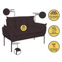 Ver imagem 3 de Kit 02 Poltronas + Namoradeira Pé Metal Preto Recepção Sala Cinza