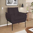 Ver imagem 6 de Kit 02 Poltronas + Namoradeira Pé Metal Preto Recepção Sala Cinza