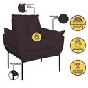 Ver imagem 7 de Kit 02 Poltronas + Namoradeira Pé Metal Preto Recepção Sala Cinza