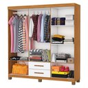 Ver imagem 2 de Guarda-roupa Solteiro Regalle 6 Portas 2 Gavetas com Pés e Espelho Cinamomo/branco - Pnr Móveis