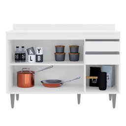 Balcão de Cozinha 120 Cm 3 Portas 2 Gavetas com Tampo Melissa Branco - 3