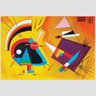 Quadro Kandinsky Negro E Violeta Tela Moldura Preta 95X63Cm - 2