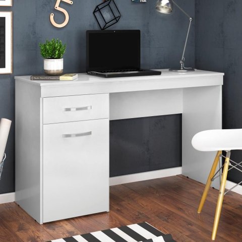 Escrivaninha Retangular Evans Moderno 1 Gaveta MDP 120cm Branco
