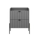 Ver imagem 3 de Mesinha de Cabeceira para Quarto 60cm de Altura MDF Moriah 45cm Cinza Pes Palito Preto