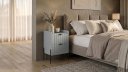 Ver imagem 1 de Mesinha de Cabeceira para Quarto 60cm de Altura MDF Moriah 45cm Cinza Pes Palito Preto