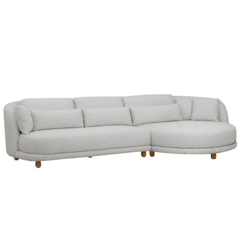 Sofá 05 Lugares 330cm Arizona com Chaise Esquerdo Bouclé Cinza Claro - Nexta Casa