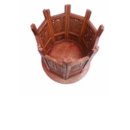 Mesa Indiana de Madeira Sextavada 39cm - 2