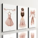Ver imagem 1 de Kit 3 Quadro Decorativo Ballet Infantil Menina Quarto Moderno Qualidade Premium 28x20cm