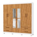 Ver imagem 2 de Guarda-roupa Casal Mondo 6 Portas 4 Gavetas com Pés e Espelho Branco/cinamomo - Pnr Móveis