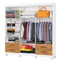 Ver imagem 3 de Guarda-roupa Casal Mondo 6 Portas 4 Gavetas com Pés e Espelho Branco/cinamomo - Pnr Móveis