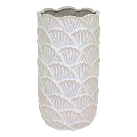 Vaso Decorativo Enfeite Casa Cerâmica 26x14x14cm Bege