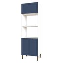 Ver imagem 1 de Armario Balcao Torre Quente Cozinha Aurora 3 Portas 1 Prateleira MDP e MDF Branco com Azul