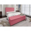 Ver imagem 1 de Cabeceira Casal E Recamier Baú 1,40m Madrid Suede Rosa