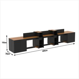 Estação de Trabalho 6 Lugares Smart Office 6 Mesas 4 Armários 4 Aparadores - 2