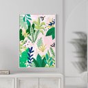 Ver imagem 1 de Quadro Folhas e Flores Botânica Art Boho Verde e Rosa - Moldura Caixa + Foam + Vidro em Vários Taman