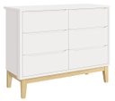 Ver imagem 1 de Cômoda 6 Gavetas Classic New Branco Fosco com Natural - Reller