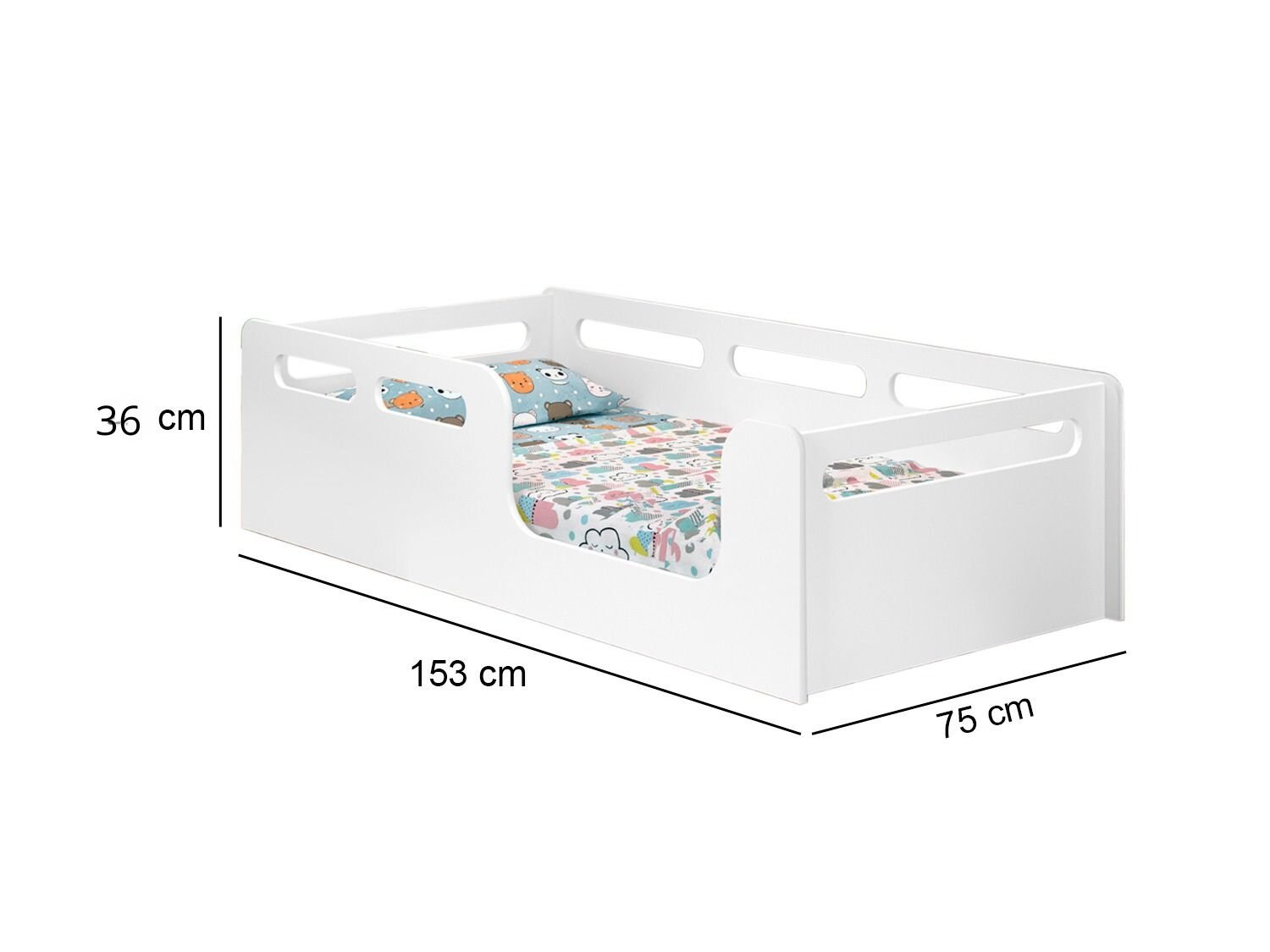 Cama Montessoriana Juvenil Branca com Proteção Lateral em Mdf - 3