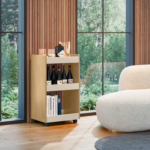 Balcão Aparador Multiuso Jade P/ Organizar Qualquer Ambiente:cinamomo e Offwhite - 5