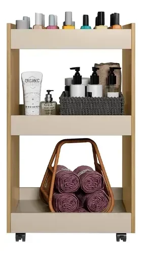 Balcão Aparador Multiuso Jade P/ Organizar Qualquer Ambiente:cinamomo e Offwhite - 7