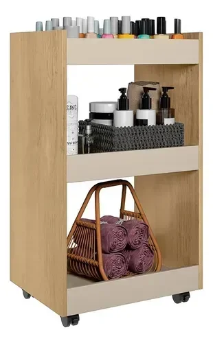 Balcão Aparador Multiuso Jade P/ Organizar Qualquer Ambiente:cinamomo e Offwhite