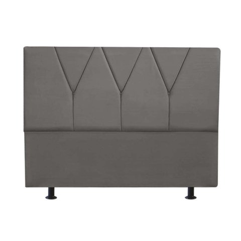 Cabeceira Estofada Cama Box Casal Jade 140cm Courino:cinza Escuro