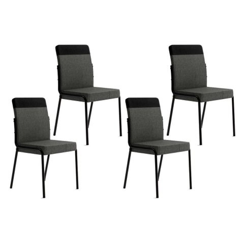 Kit 4 Cadeiras de Cozinha Duo 1739 4 Uni Preto/grafite - Preto - Carraro