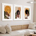 Ver imagem 1 de Kit 3 Quadros Grandes Negras Boho 60x48cm:moldura Branca