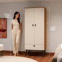 Ver imagem 6 de Guarda Roupa Solteiro Armário Compacto Multifuncional Encanto 2 Portas 1 Gaveta Marrom Off White