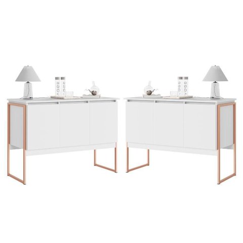 Conjunto Buffets Villa de Toscana 3 Portas MDP Branco Cobre Casah