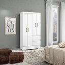 Ver imagem 3 de Guarda Roupa Solteiro Coimbra 4 Portas 100 Cm Branco Armoveis