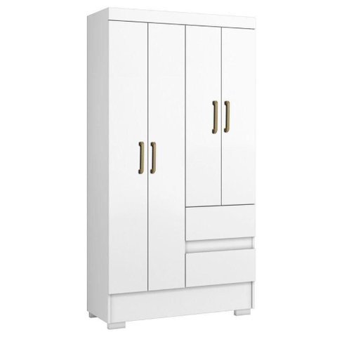 Guarda Roupa Solteiro Coimbra 4 Portas 100 Cm Branco Armoveis