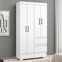 Ver imagem 2 de Guarda Roupa Solteiro Coimbra 4 Portas 100 Cm Branco Armoveis
