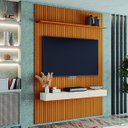 Ver imagem 3 de Painel para Tv até 55 Polegadas 1,39x2,40m Ripado com Nicho Arbo Cedro/off White Edn