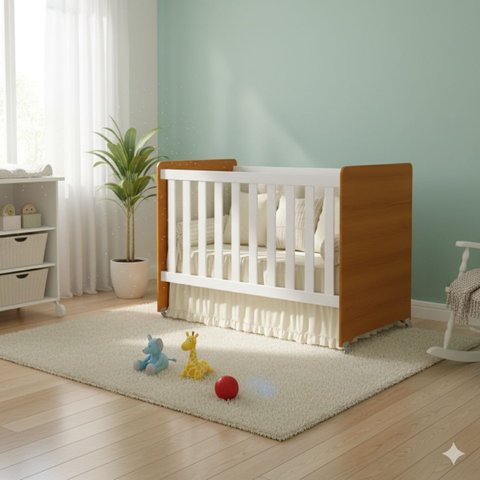 Berço Americano Evolution Multifuncional 4 em 1 - Reller - Branco Fosco/ Savana