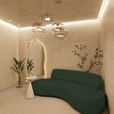 Ver imagem 2 de Sofá Curvo 3 Lugares Amsterdã 180cm Linho Verde - Amarena Móveis