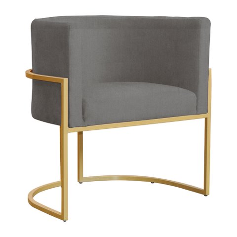 Poltrona Decorativa Sala de Estar Luana Base Gold Suede