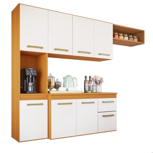 Cozinha Completa Donatella Compacto Multiuso Premium - Cedro/off White