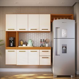 Cozinha Completa Donatella Compacto Multiuso Premium - Cedro/off White - 3
