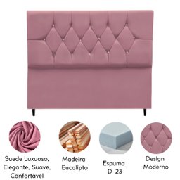 Cabeceira Estofada Cama Box Solteirão 100 Cm Suede Ayla:rosê - 4