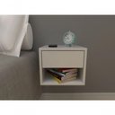 Ver imagem 3 de Mesa de Cabeceira 30cm Branco Off White com Gaveta e Nicho
