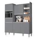 Ver imagem 2 de Armário de Cozinha Compacta 160cm 5 Portas 1 Gaveta Modulada Isabel MDP Cinza Completa