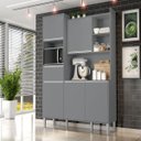 Ver imagem 1 de Armário de Cozinha Compacta 160cm 5 Portas 1 Gaveta Modulada Isabel MDP Cinza Completa