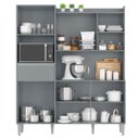 Ver imagem 3 de Armário de Cozinha Compacta 160cm 5 Portas 1 Gaveta Modulada Isabel MDP Cinza Completa