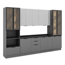 Ver imagem 2 de Cozinha Telasul Lumina 6 Peças com Paneleiro para Forno e Micro com Vidro Fumê e Iluminação Cinza